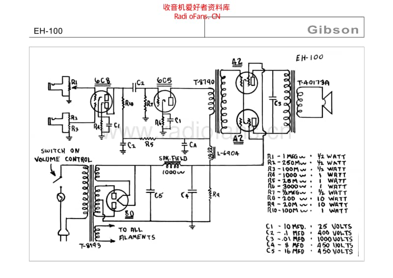 Gibson_eh_100 电路图 维修原理图.pdf_第1页