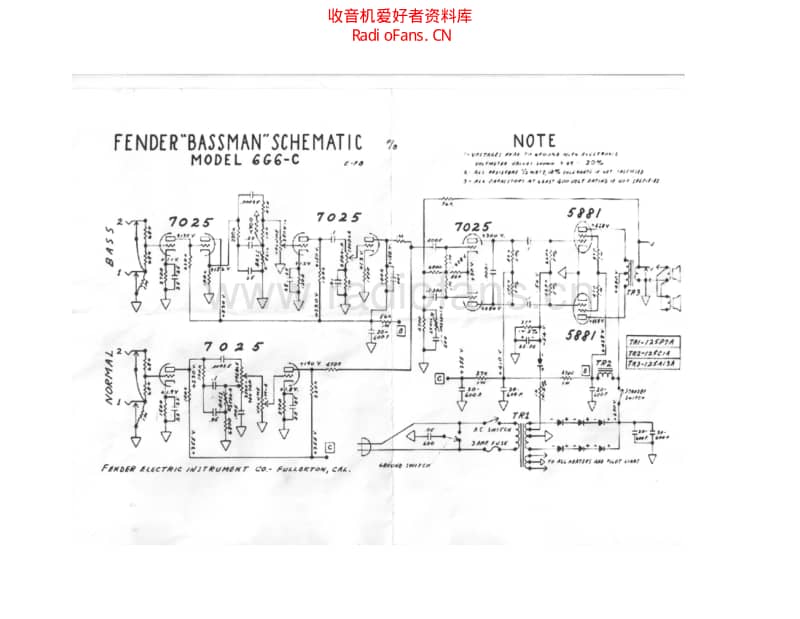 Fender_bassman_6g6c 电路图 维修原理图.pdf_第1页