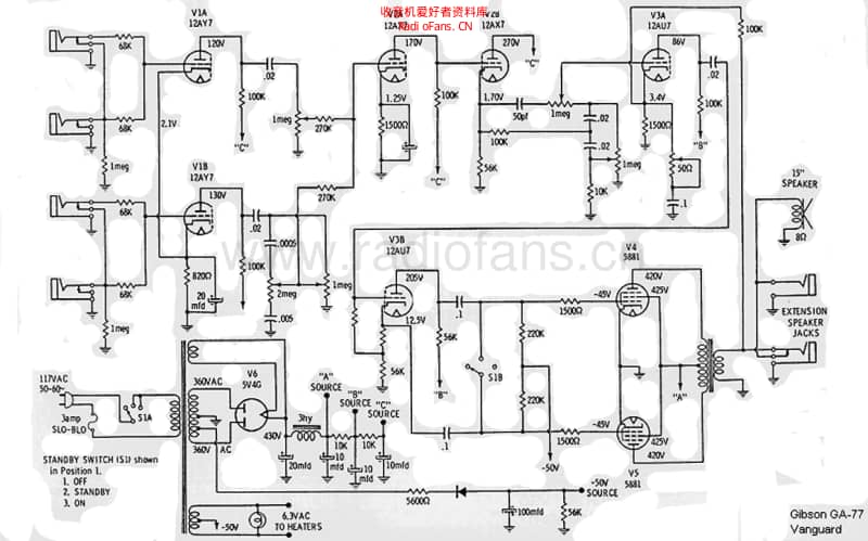 Gibson_ga77_vanguard 电路图 维修原理图.pdf_第1页