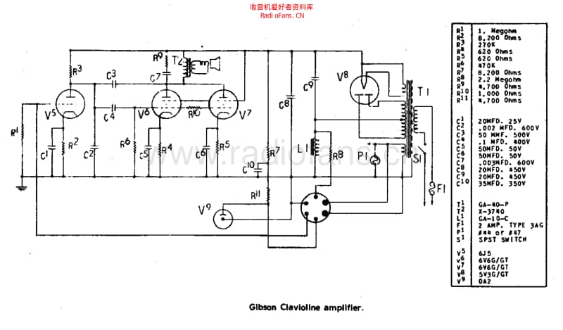 Gibson_clavioline_2 电路图 维修原理图.pdf_第1页