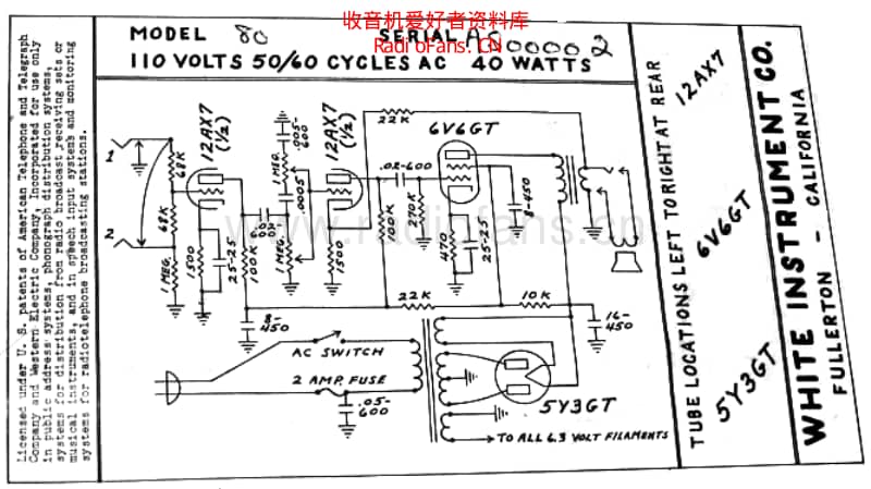 Fender_white_model80 电路图 维修原理图.pdf_第1页