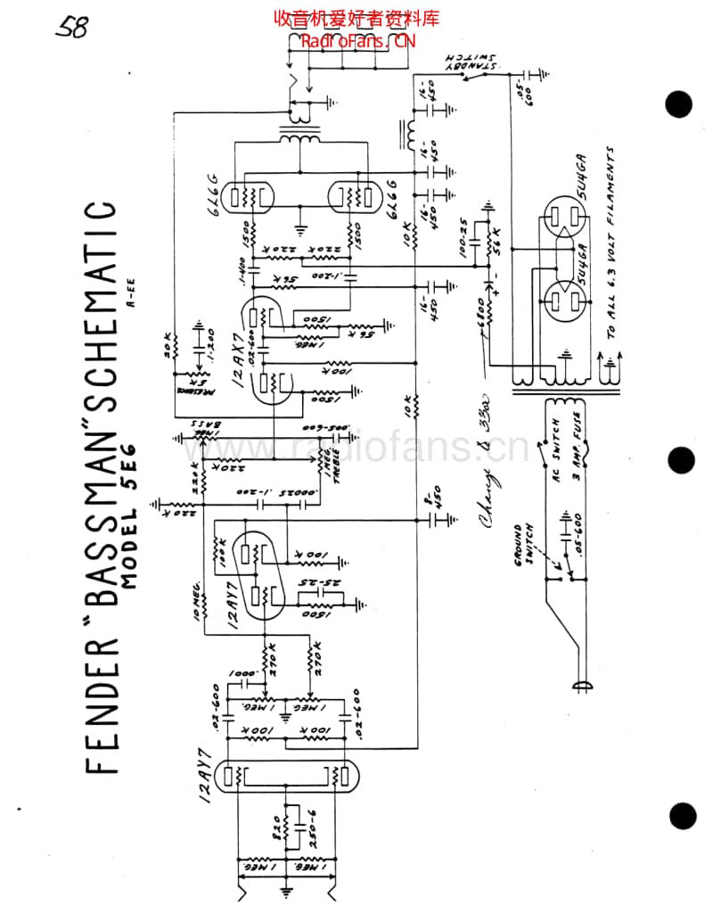 Fender_bassman_5e6_2 电路图 维修原理图.pdf_第1页