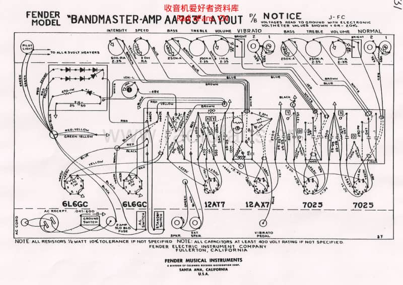 Fender_bandmaster_aa763_layout 电路图 维修原理图.pdf_第1页