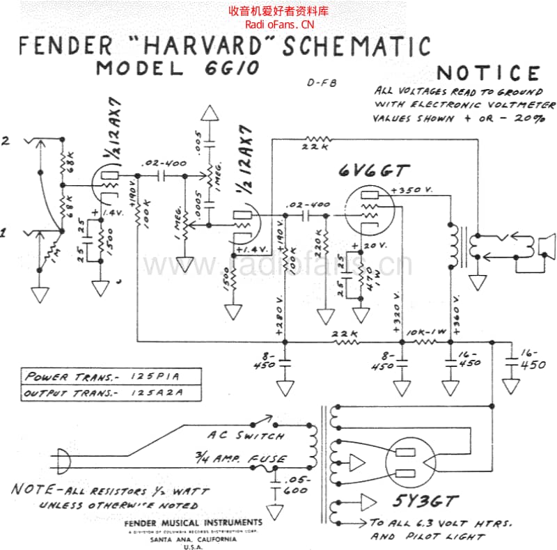 Fender_harvard_6g10_schem_2_ 电路图 维修原理图.pdf_第1页