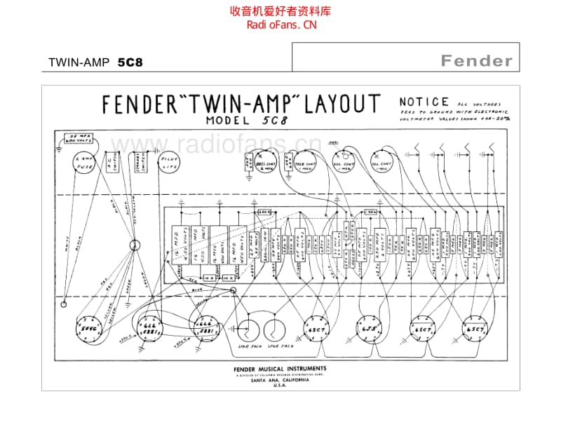 Fender_twin_5c8 电路图 维修原理图.pdf_第1页