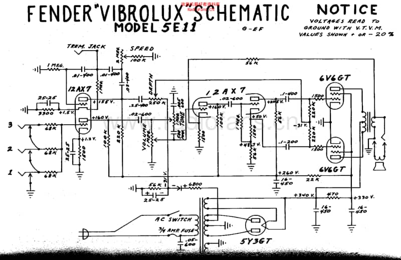 Fender_vibrolux_5e11_schem 电路图 维修原理图.pdf_第1页