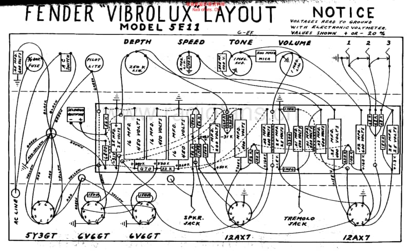 Fender_vibrolux_5e11_schem 电路图 维修原理图.pdf_第2页