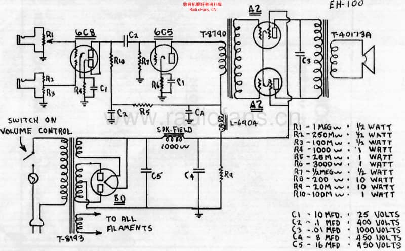 Gibson_eh100_1 电路图 维修原理图.pdf_第1页