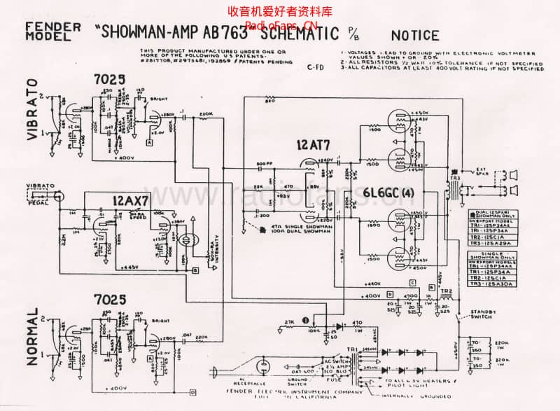 Fender_showman_ab763_schematic 电路图 维修原理图.pdf_第1页