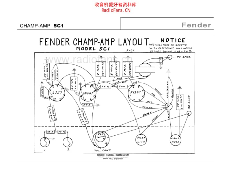 Fender_champ_5c1 电路图 维修原理图.pdf_第1页