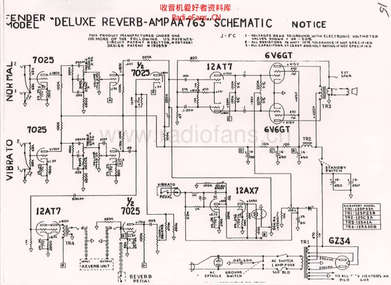 Fender_deluxe_reverb_aa763_schematic 电路图 维修原理图.pdf_第1页