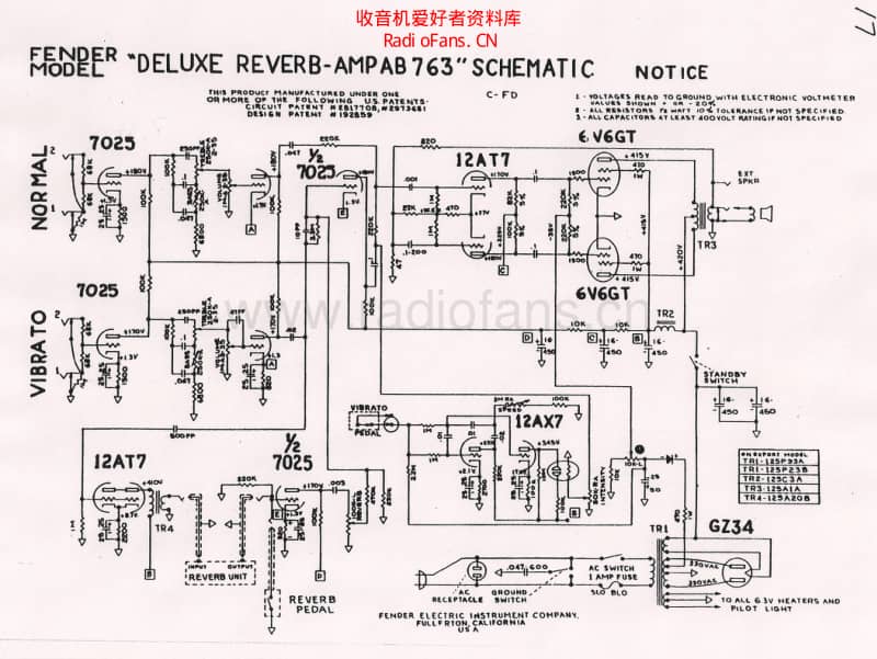Fender_deluxe_reverb_ab763_schematic 电路图 维修原理图.pdf_第1页