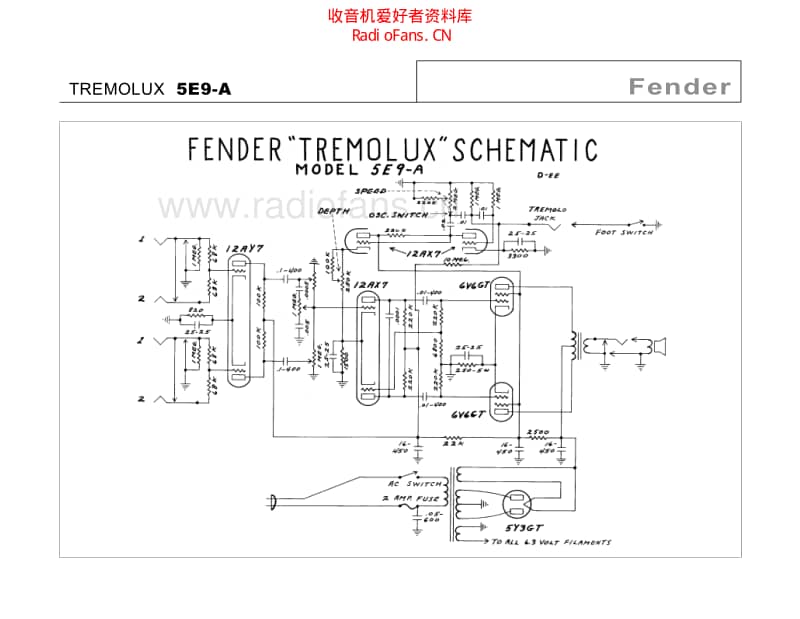 Fender_tremolux_5e9a 电路图 维修原理图.pdf_第2页