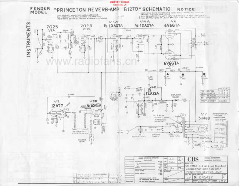 Fender_princeton_reverb_bf_ab1270 电路图 维修原理图.pdf_第1页