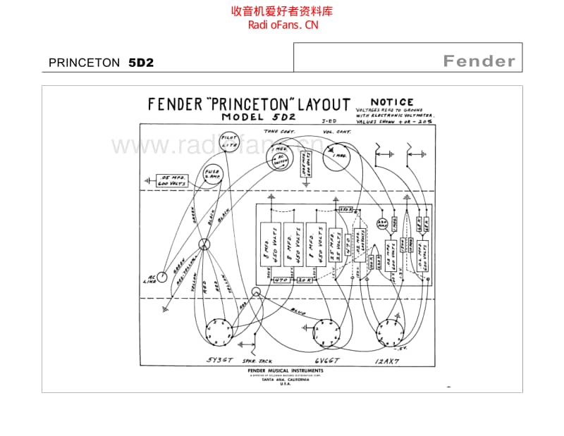 Fender_princeton_5d2 电路图 维修原理图.pdf_第1页