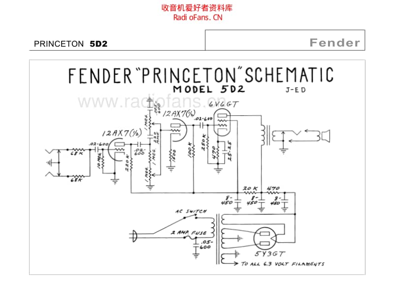 Fender_princeton_5d2 电路图 维修原理图.pdf_第2页