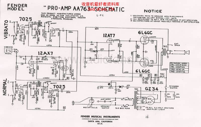 Fender_pro_aa763_schematic 电路图 维修原理图.pdf_第1页