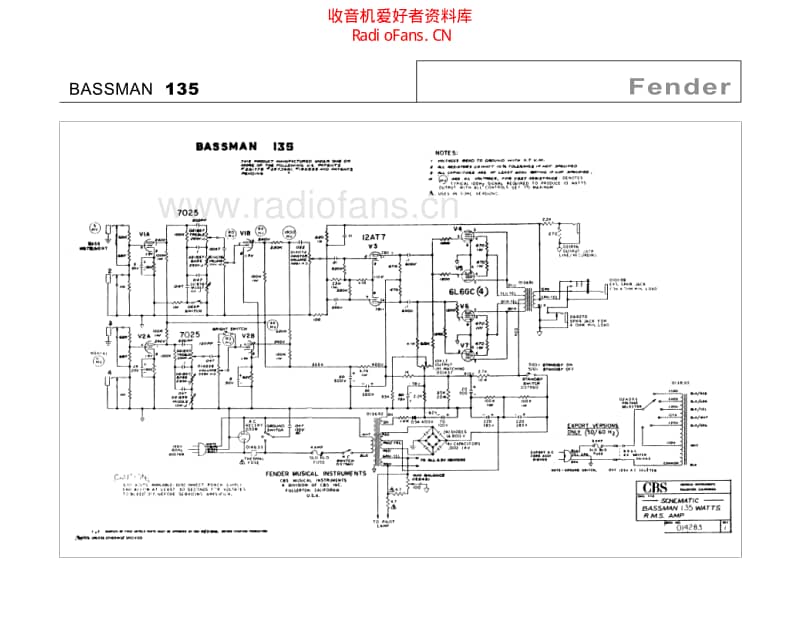 Fender_bassman_135 电路图 维修原理图.pdf_第1页