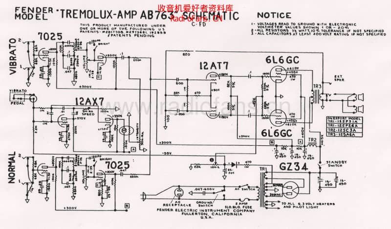 Fender_tremolux_ab763_schematic 电路图 维修原理图.pdf_第1页