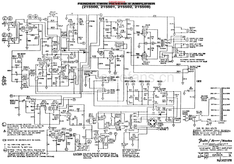 Fender_twin_rev_ii 电路图 维修原理图.pdf_第1页