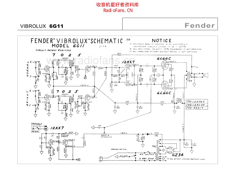 Fender_vibrolux_6g11 电路图 维修原理图.pdf_第2页