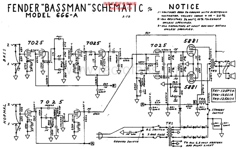 Fender_bassman_6g6a_schem 电路图 维修原理图.pdf_第1页