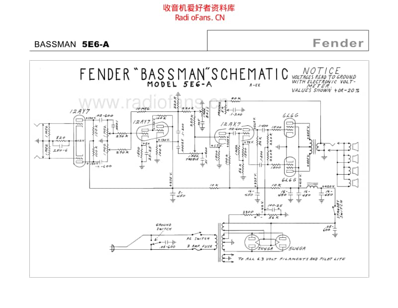 Fender_bassman_5e6a 电路图 维修原理图.pdf_第2页