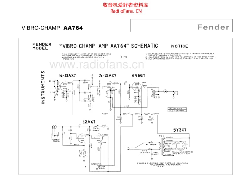 Fender_vibro_champ_aa764 电路图 维修原理图.pdf_第2页