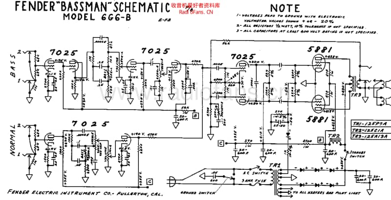 Fender_bassman_6g6b_schem 电路图 维修原理图.pdf_第1页