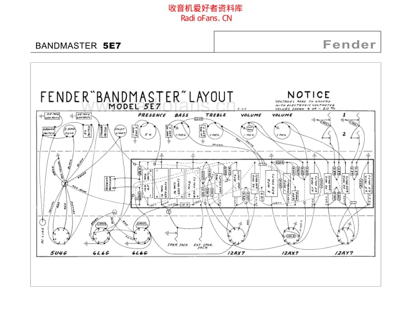 Fender_bandmaster_5e7 电路图 维修原理图.pdf_第1页