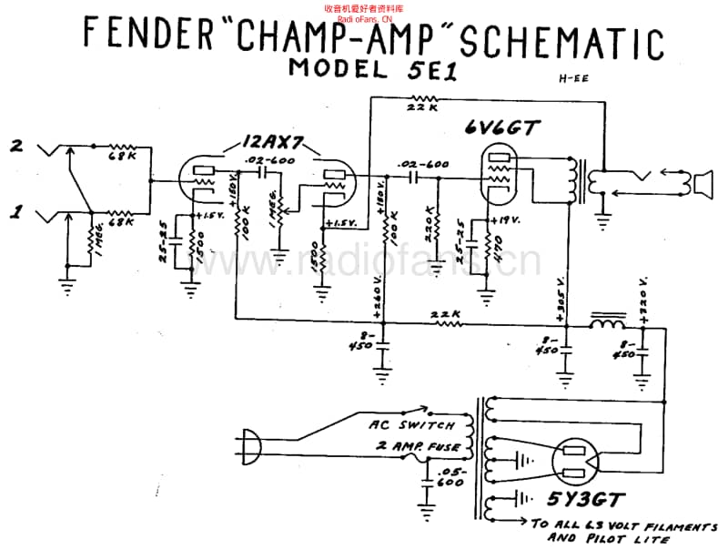 Fender_champ_5e1_schem 电路图 维修原理图.pdf_第1页