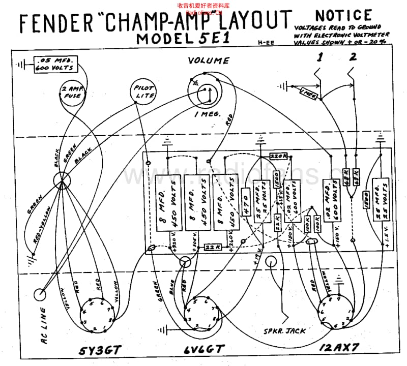 Fender_champ_5e1_schem 电路图 维修原理图.pdf_第2页