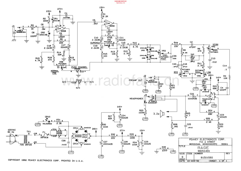 Peavey_rage158 电路图 维修原理图.pdf_第1页