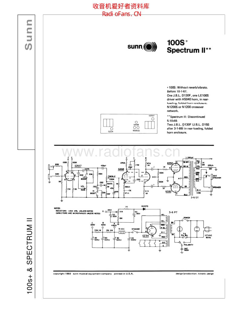 Sunn_100s_plus_and_spectrum_ii 电路图 维修原理图.pdf_第1页