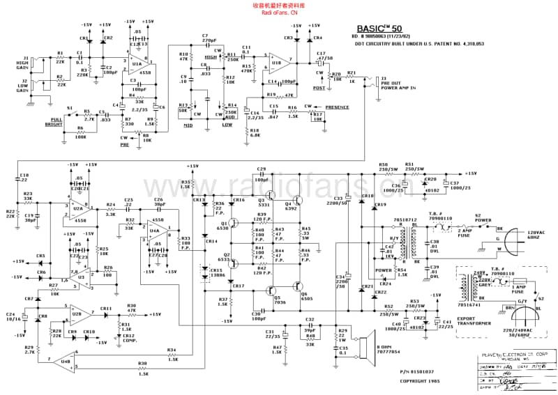 Peavey_basic50 电路图 维修原理图.pdf_第1页