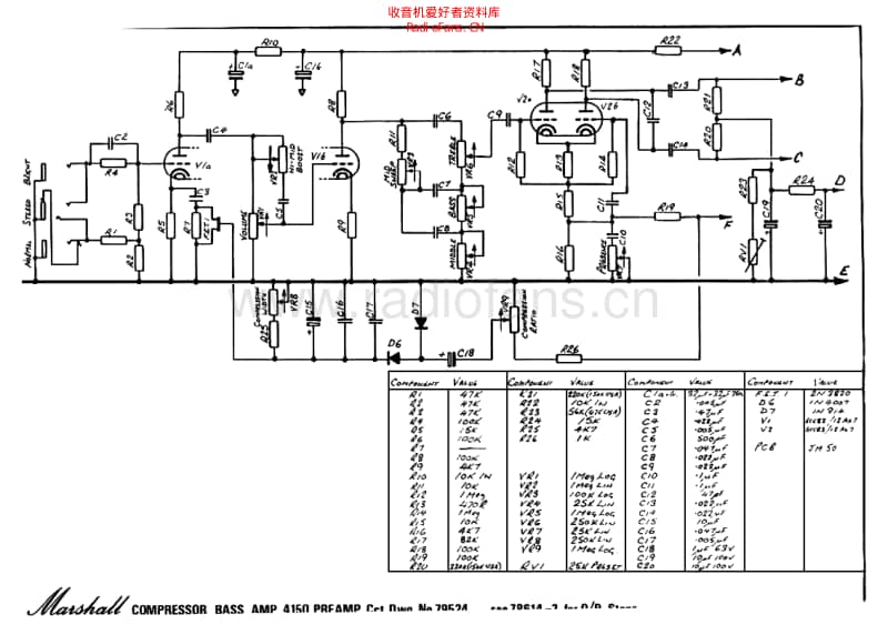 Marshall_jmp_4150_clubncountry_bass_100w 电路图 维修原理图.pdf_第1页