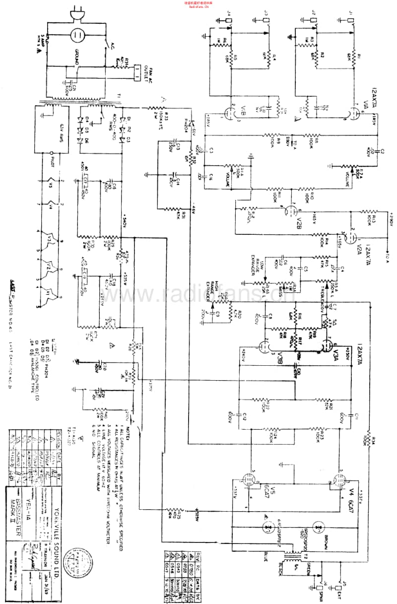 Traynor_bassmaster_mkii_yba1 电路图 维修原理图.pdf_第1页