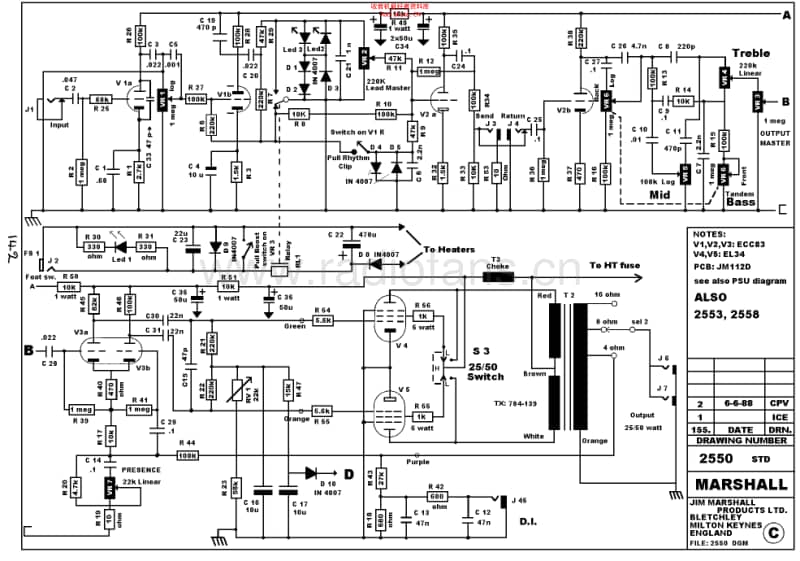 Marshall_25aniv_silverjubilee_25_50w_2550 电路图 维修原理图.pdf_第2页