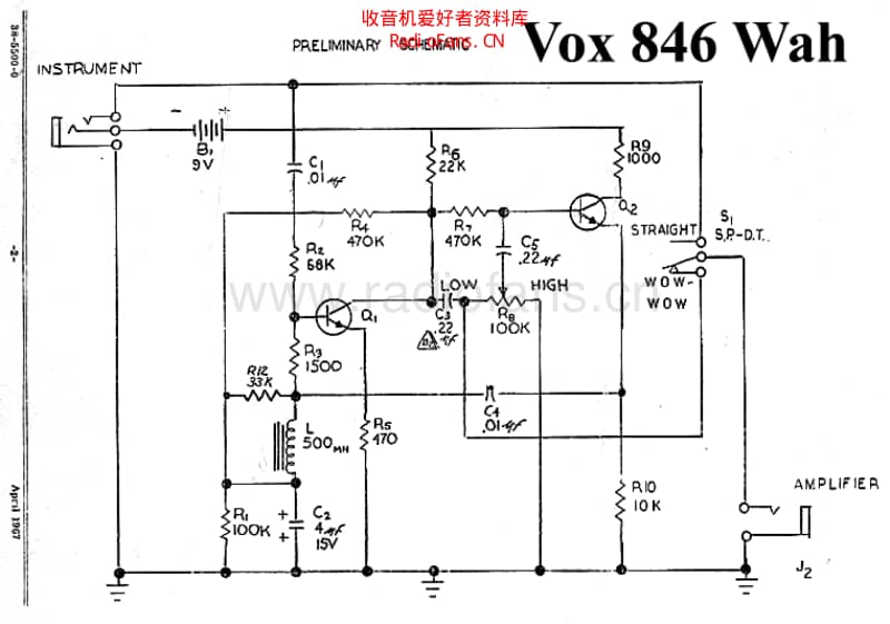 Vox_v846_wah_1967 电路图 维修原理图.pdf_第1页