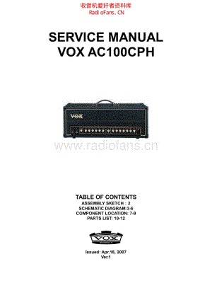 Vox_ac100cph 电路图 维修原理图.pdf