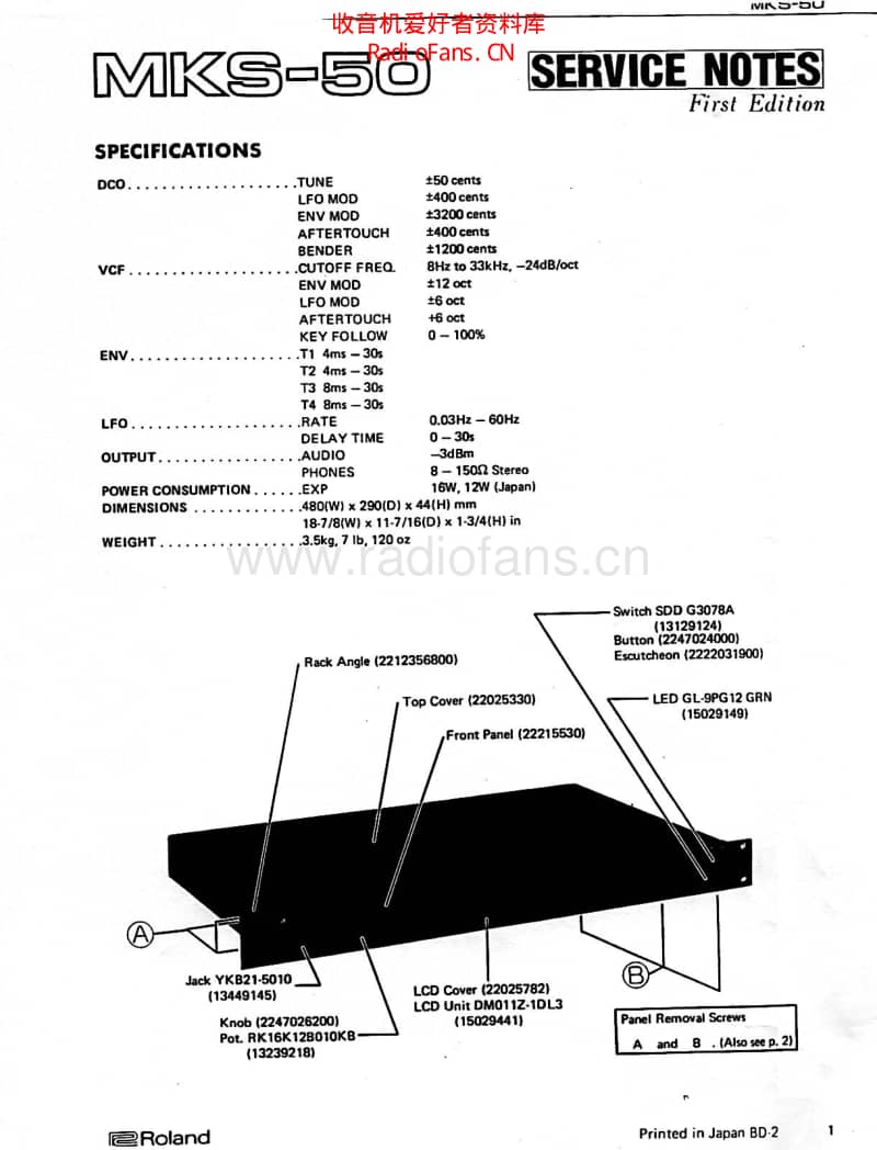 Roland_mks_50_service_manual 电路图 维修原理图.pdf_第1页