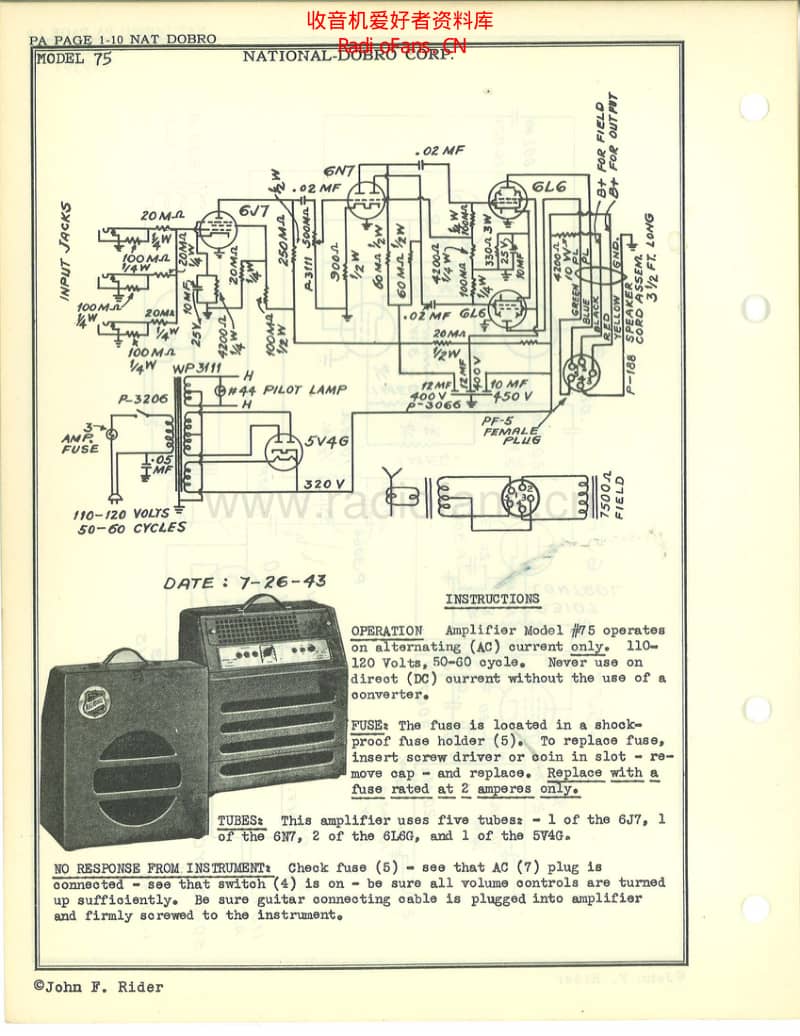 Valco_national_dobro_75 电路图 维修原理图.pdf_第1页