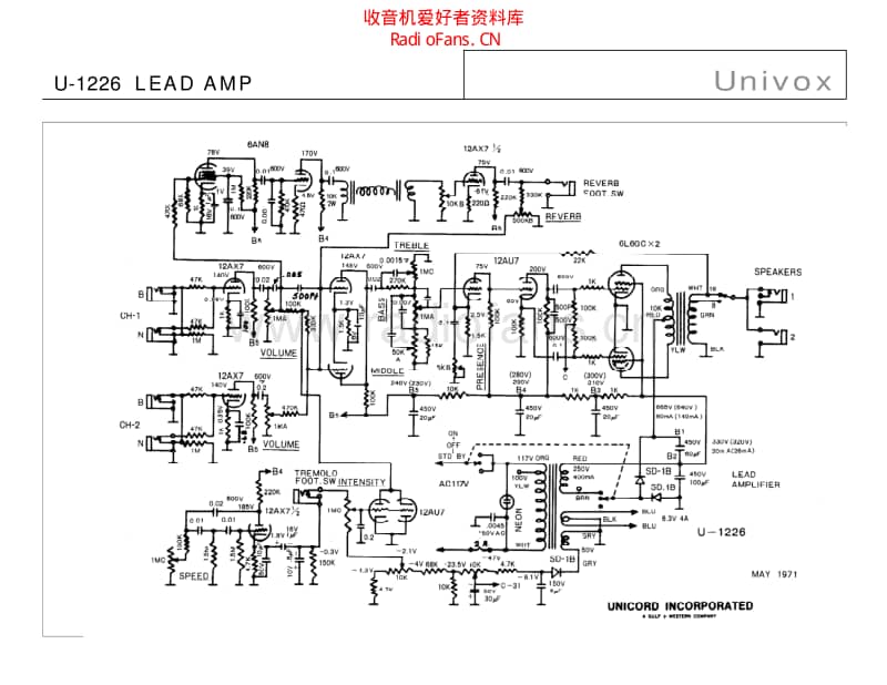 Univox_u_1226_lead_amp 电路图 维修原理图.pdf_第1页