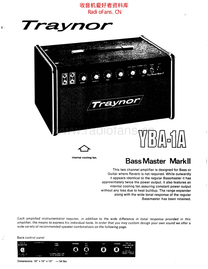 Traynor_bassmaster_mkii_yba1_manual 电路图 维修原理图.pdf_第1页