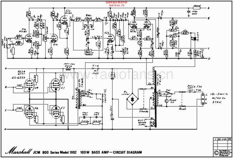 Marshall_jcm800_superbass_100w_1992 电路图 维修原理图.pdf_第1页